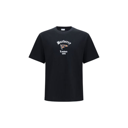 T-Shirt by Burberry for men in cotton black & signature showcases a fashionable silhouette, elegantly detailed with a fashionable short-sleeve and crew neckline for a sophisticated, high-fashion look.