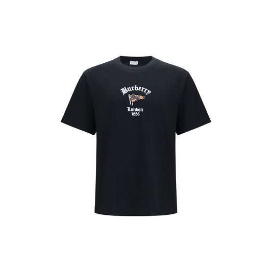 T-Shirt by Burberry for men in cotton black & signature showcases a fashionable silhouette, elegantly detailed with a fashionable short-sleeve and crew neckline for a sophisticated, high-fashion look.