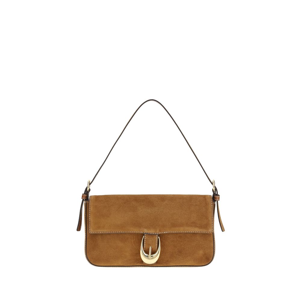 Shoulder Flap Bag by Staud for women in bos taurus calf suede leather brown features a effortless chic silhouette with a secure flap, magnetic & buckle, ample , and versatile shoulder-strap & adjustable-strap for a effortless chic finish.
