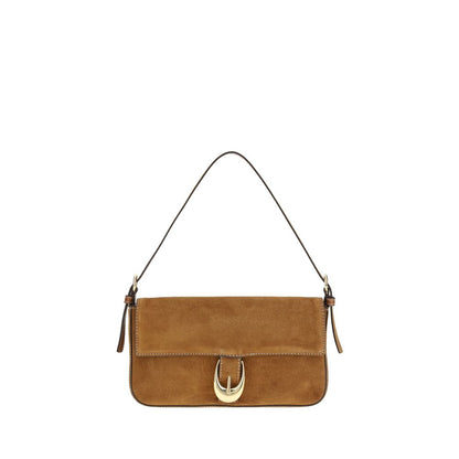 Shoulder Flap Bag by Staud for women in bos taurus calf suede leather brown features a effortless chic silhouette with a secure flap, magnetic & buckle, ample , and versatile shoulder-strap & adjustable-strap for a effortless chic finish.