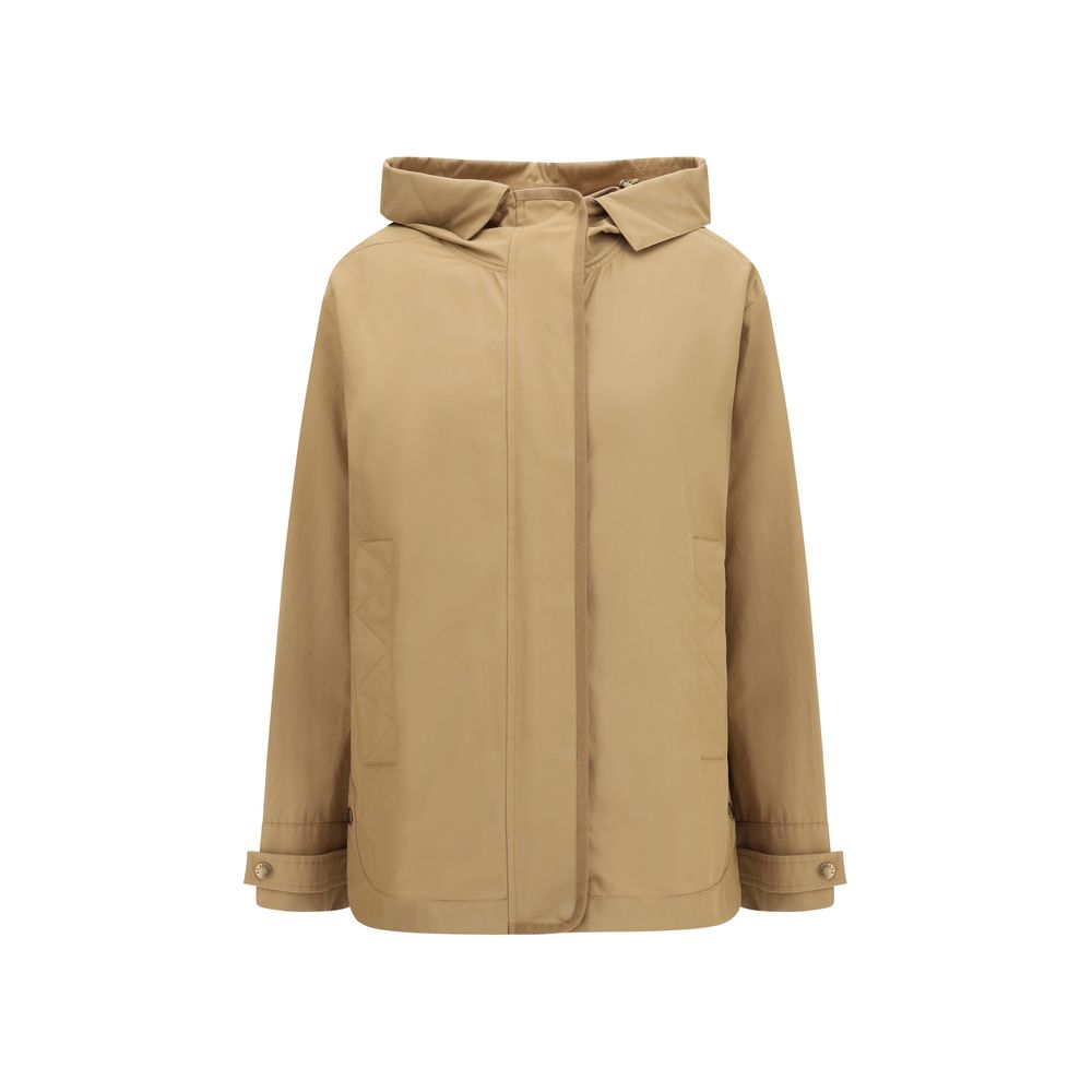 Hooded Vest by Moncler for women in polyamide beige & signature showcases a utilitarian silhouette, artfully incorporating pockets, hooded, insulated & windproof and a utilitarian hooded neckline for a truly utilitarian finish.