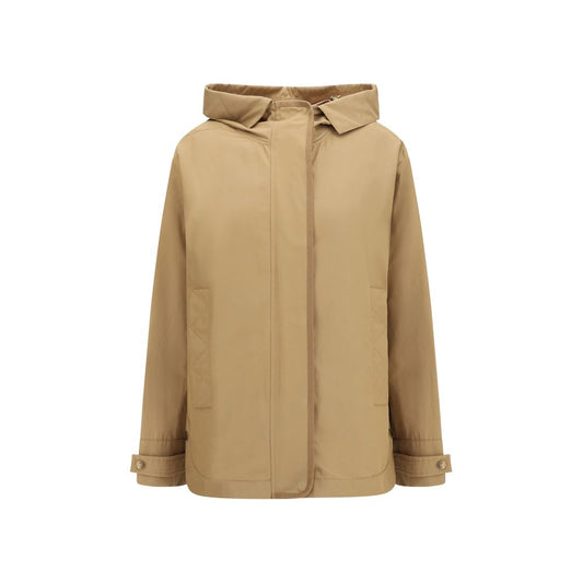 Hooded Vest by Moncler for women in polyamide beige & signature showcases a utilitarian silhouette, artfully incorporating pockets, hooded, insulated & windproof and a utilitarian hooded neckline for a truly utilitarian finish.