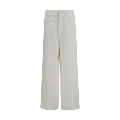 Palazzo Pants by Brunello Cucinelli for women in denim cotton beige features a refined silhouette with a refined regular-fit & wide, defined by a high rise and a refined long for a refined finish.