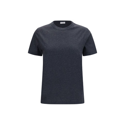 T-Shirt by Brunello Cucinelli for women in cotton gray & patterned showcases a chic silhouette, artfully detailed with a chic crew neckline and for a chic finish.