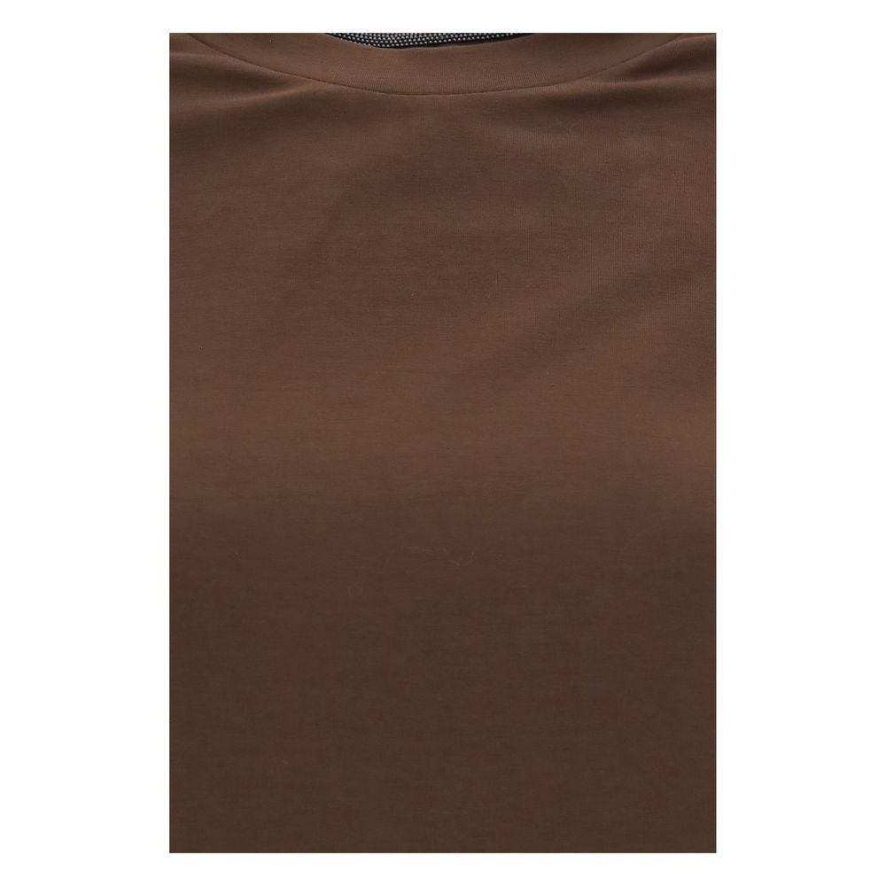T-Shirt by Brunello Cucinelli for women in stretch cotton brown features a plush silhouette, showcasing a sophisticated and for a truly plush finish.