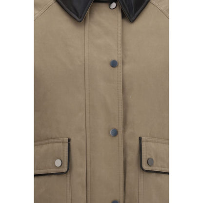 Puffer Jacket by Brunello Cucinelli for women in polyamide polyester leather & cotton beige showcases a bohemian silhouette, artfully detailed with a bohemian and signature pockets & insulated for a truly bohemian finish.