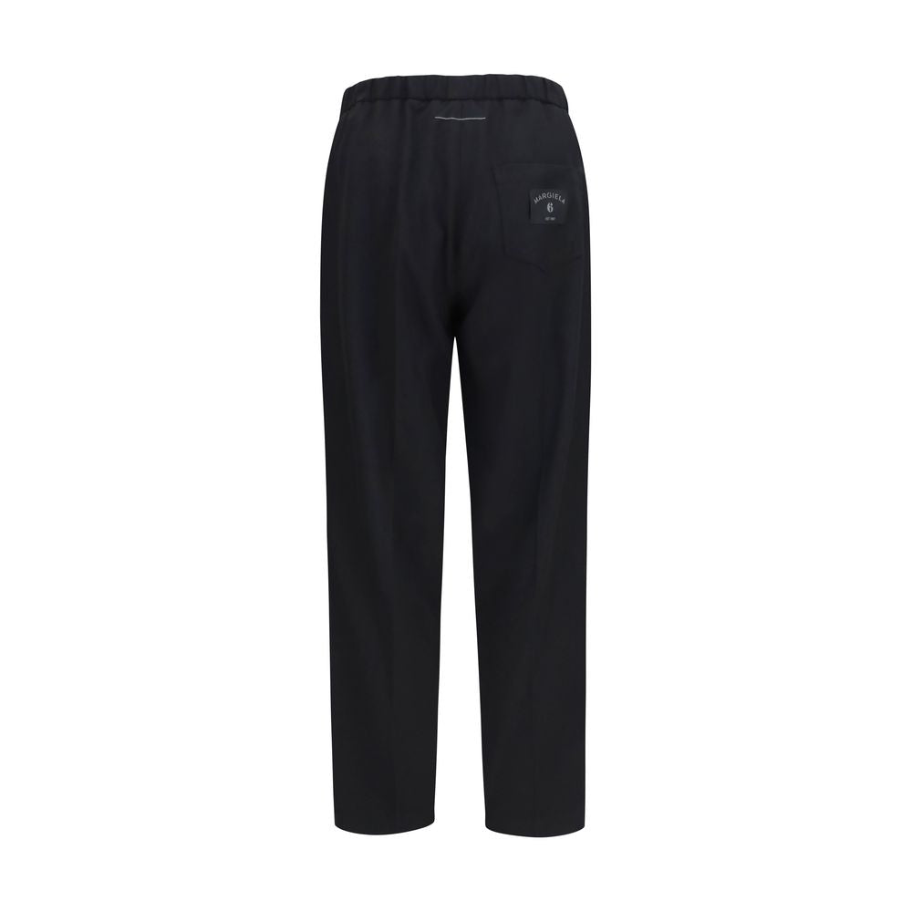 Casual Pants by MM6 for men in merino wool & polyester black presents a refined pantology silhouette, artfully defined by a refined pantology straight-leg & regular-fit, long, and a sophisticated .