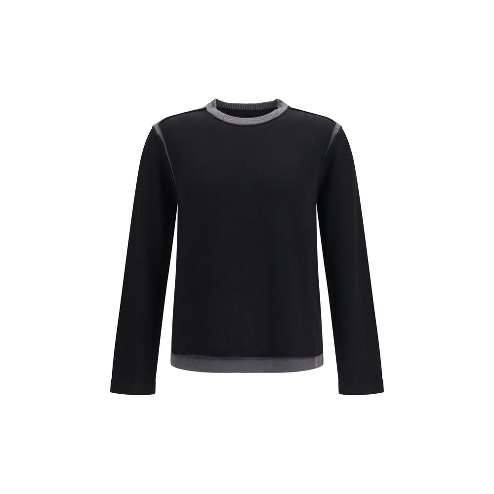 Sweatshirt by MM6 for men in merino wool black, white & signature features a unrivaled silhouette with a refined crew neckline and unrivaled long-sleeve detailing for a sophisticated look.