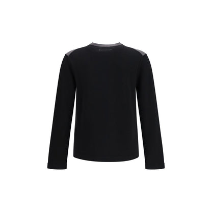 Sweatshirt by MM6 for men in merino wool black, white & signature showcases a slouchy chic silhouette, artfully detailed with a slouchy chic crew neckline and for a slouchy chic finish.