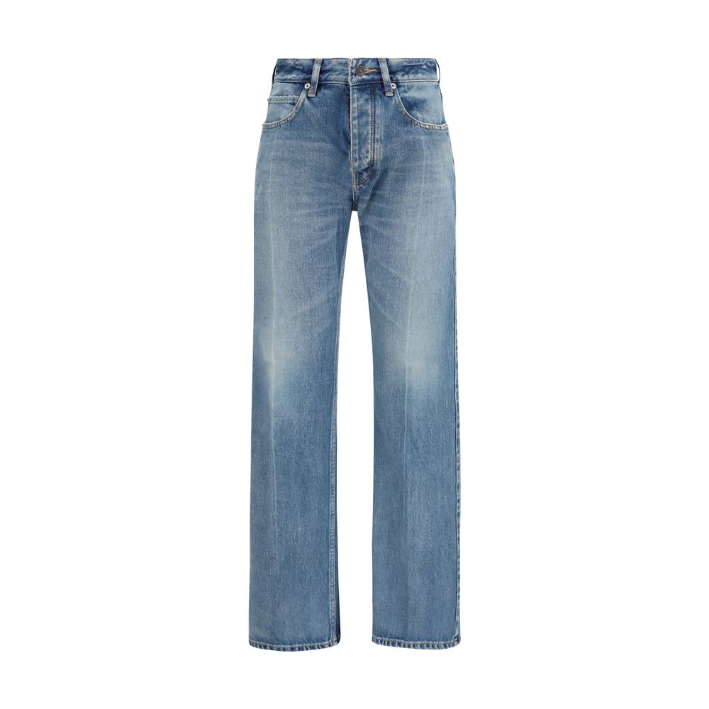 Jeans by Balenciaga for women in denim cotton blue features a refined silhouette with a refined straight-leg, regular-fit & wide, defined by a and a refined long for a refined finish.