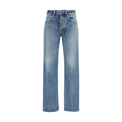 Jeans by Balenciaga for women in denim cotton blue features a refined silhouette with a refined straight-leg, regular-fit & wide, defined by a and a refined long for a refined finish.