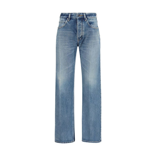 Jeans by Balenciaga for women in denim cotton blue features a refined silhouette with a refined straight-leg, regular-fit & wide, defined by a and a refined long for a refined finish.