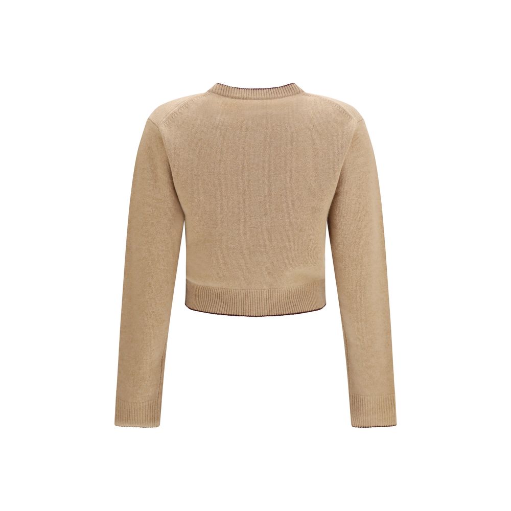 Cardigan by Chloé for women in cashmere merino wool & capra leather beige features an impeccable silhouette, showcasing a sophisticated and detail for a truly impeccable finish.