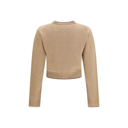Cardigan by Chloé for women in cashmere merino wool & capra leather beige features an impeccable silhouette, showcasing a sophisticated and detail for a truly impeccable finish.