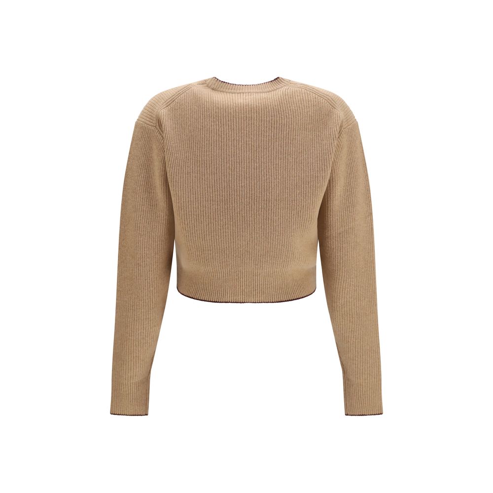 Sweatshirt by Chloé for women in cashmere merino wool & capra leather beige presents a smart casual silhouette, featuring a smart casual and for a sophisticated look.