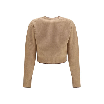 Sweatshirt by Chloé for women in cashmere merino wool & capra leather beige presents a smart casual silhouette, featuring a smart casual and for a sophisticated look.