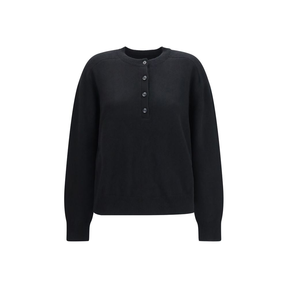 Sweatshirt by Loulou De Saison for women in cashmere & capra leather black features an provocated silhouette, detailed with a provocated and a refined crew neckline for a sophisticated aesthetic.