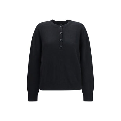 Sweatshirt by Loulou De Saison for women in cashmere & capra leather black features an provocated silhouette, detailed with a provocated and a refined crew neckline for a sophisticated aesthetic.