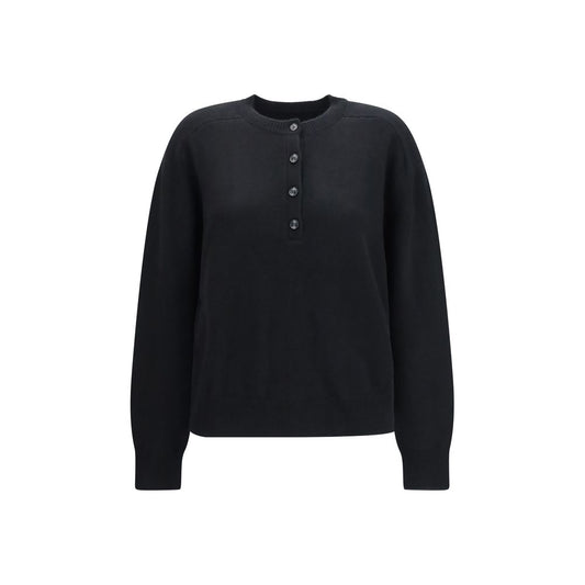 Sweatshirt by Loulou De Saison for women in cashmere & capra leather black features an provocated silhouette, detailed with a provocated and a refined crew neckline for a sophisticated aesthetic.