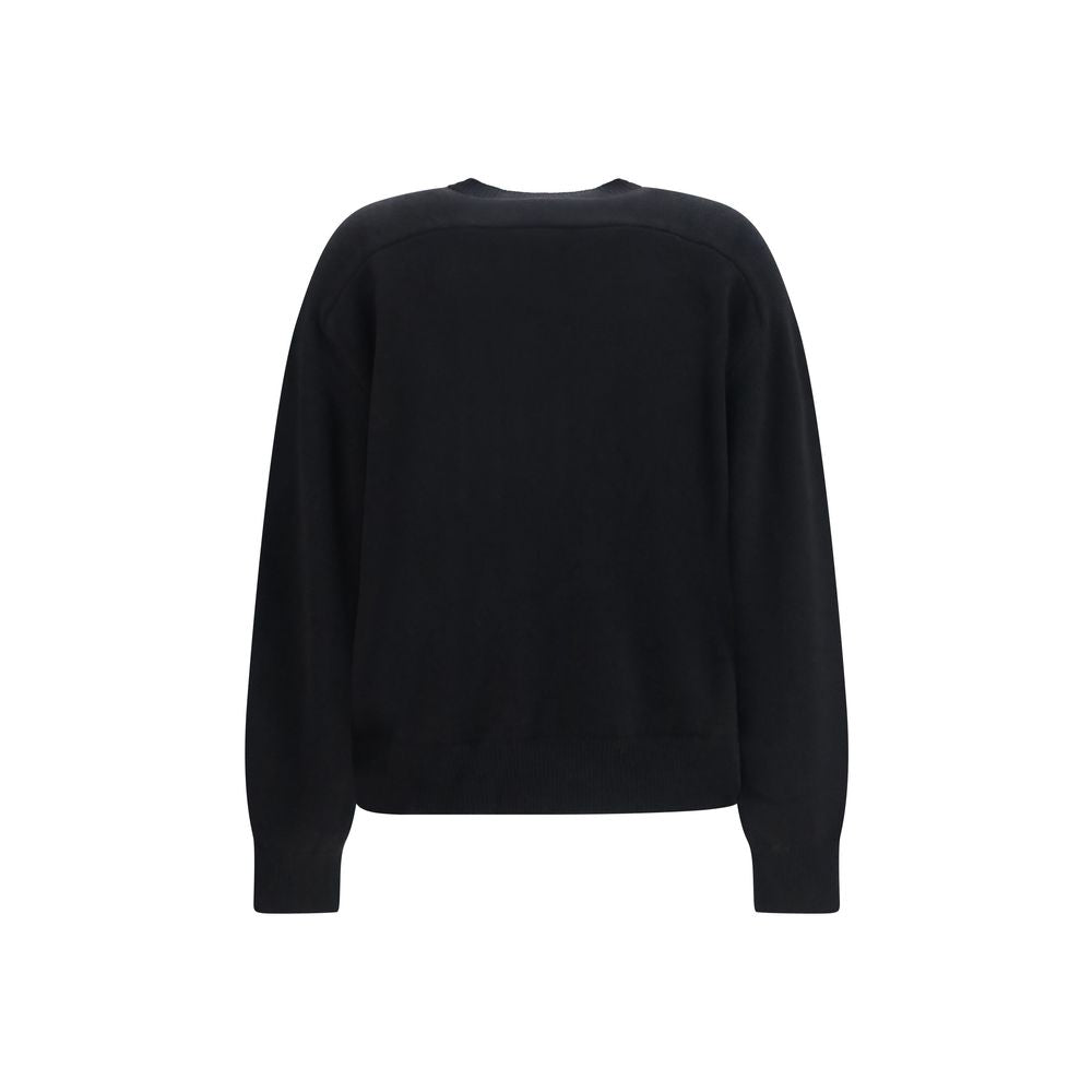 Sweatshirt by Loulou De Saison for women in cashmere & capra leather black features an enviable silhouette, showcasing a premium and refined crew neckline for a truly enviable finish.