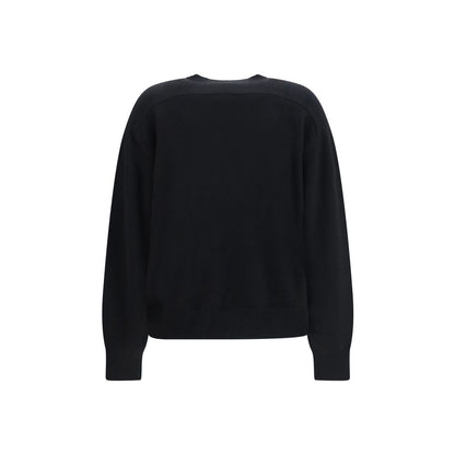 Sweatshirt by Loulou De Saison for women in cashmere & capra leather black features an enviable silhouette, showcasing a premium and refined crew neckline for a truly enviable finish.