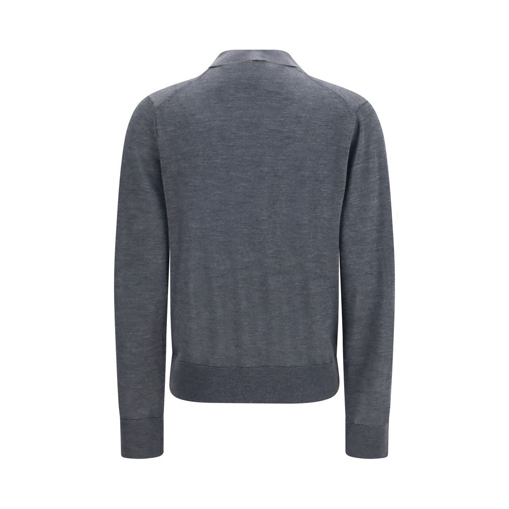 Polo Shirt by Loulou De Saison for women in cashmere & capra leather gray presents a distinguished silhouette, showcasing a sophisticated crew neckline and distinguished for a truly distinguished finish.