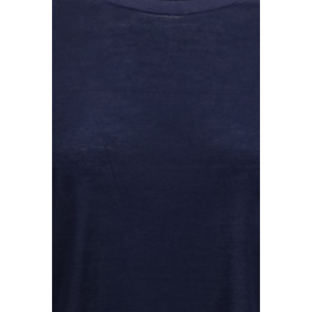 T-Shirt by Loulou De Saison for women in cashmere & capra leather blue features a plush silhouette, showcasing a sophisticated and for a truly plush finish.