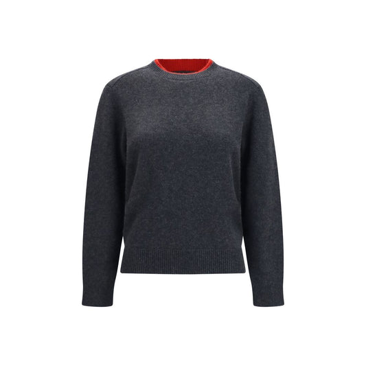 Sweater by Loulou De Saison for women in cashmere & capra leather gray showcases a downtown chic silhouette, artfully finished with a downtown chic crew neckline and long-sleeve for a sophisticated, high-end look.