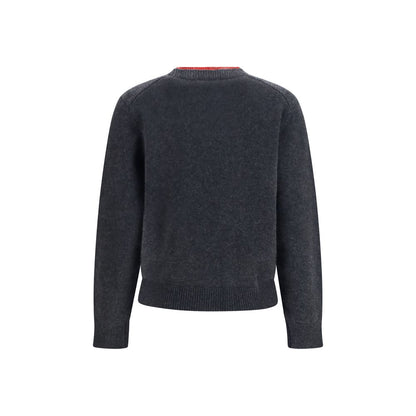 Sweater by Loulou De Saison for women in cashmere & capra leather gray showcases an masterful silhouette, artfully detailed with a masterful crew neckline and for a sophisticated, premium finish.