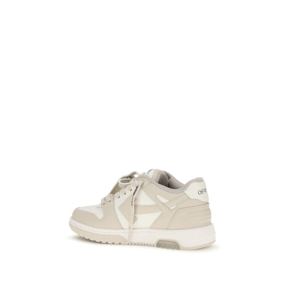 Sneakers by Off-White for women in bos taurus calf leather beige, white & signature presents a sumptuous silhouette, artfully capturing the essence of the Women's Low Top Bos Taurus Calf Leather Sneakers with its sumptuous low-top style design.