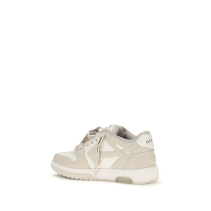Sneakers by Off-White for women in bos taurus calf leather beige, white & signature presents a sumptuous silhouette, artfully capturing the essence of the Women's Low Top Bos Taurus Calf Leather Sneakers with its sumptuous low-top style design.