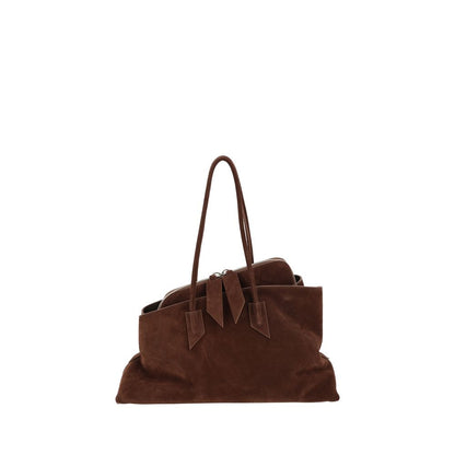 Shoulder Bag by The Attico for women in bos taurus calf suede leather brown & signature showcases a enviable silhouette, artfully detailed with a secure zipper, organized , and versatile shoulder-strap & handle for a enviable look.