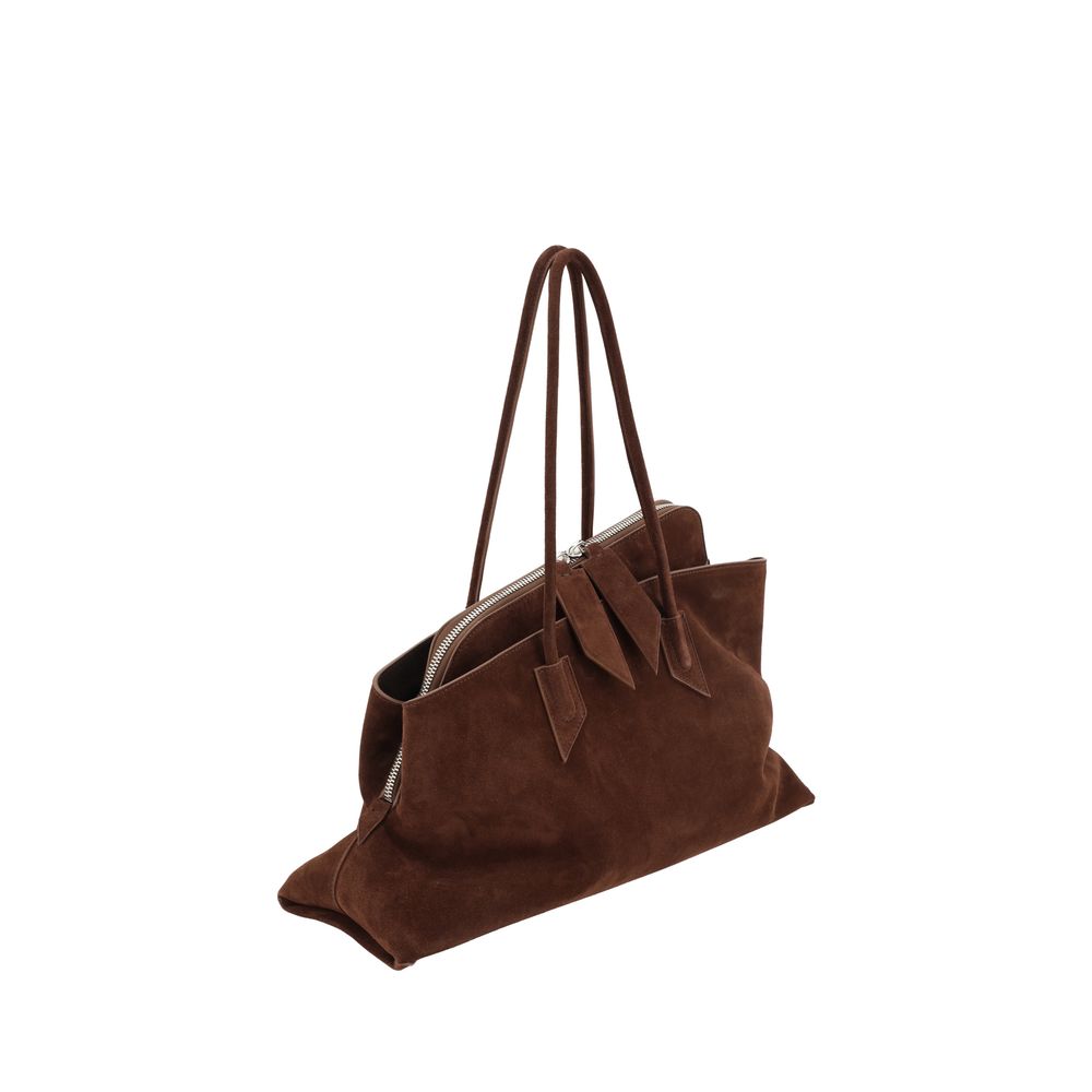Shoulder Bag by The Attico for women in bos taurus calf suede leather brown & signature features a effortless sophistication silhouette, secured by a zipper with ample and versatile shoulder-strap & handle for a effortless sophistication finish.