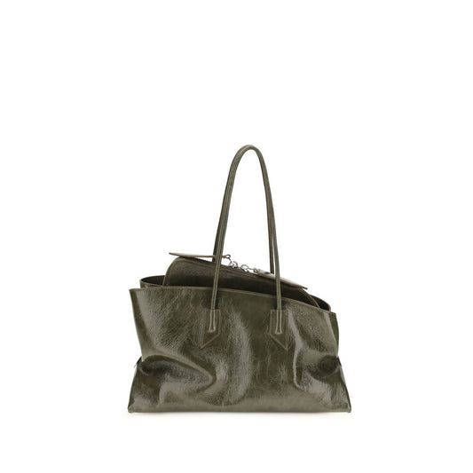 Medium Shoulder Bag by The Attico for women in bos taurus calf leather bicolour, blue & signature showcases a enviable silhouette, artfully detailed with a secure zipper, organized , and versatile shoulder-strap & handle for a enviable look.