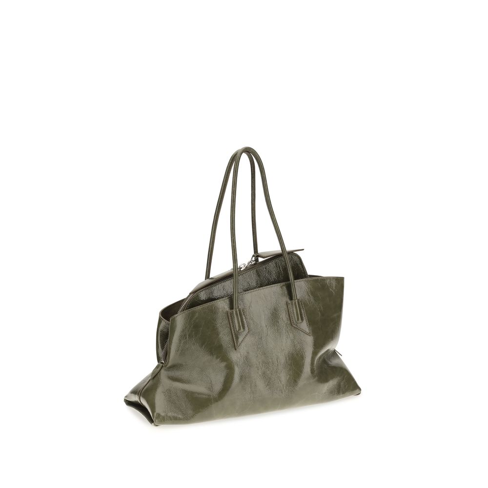 Medium Shoulder Bag by The Attico for women in bos taurus calf leather bicolour, blue & signature features a effortless sophistication silhouette, secured by a zipper with ample and versatile shoulder-strap & handle for a effortless sophistication finish.