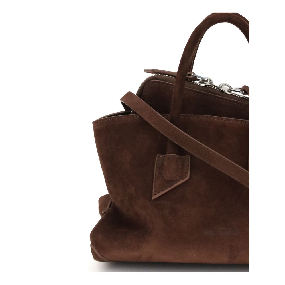 Mini Shoulder Bag by The Attico for women in bos taurus calf suede leather brown & signature features an effortlessly chic silhouette with a secure zipper, ample , and versatile shoulder-strap & handle for effortlessly chic everyday luxury.