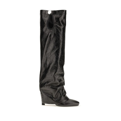Stiletto Ankle High Knee-High Boots by The Attico for women in tu polyurethane & bos taurus calf leather black features an high-performance silhouette, showcasing the sophisticated design of the Women's TU Polyurethane & Bos Taurus Calf Leather Stiletto Ankle High Knee-High Boots with a stiletto and a refined pointed toe style.