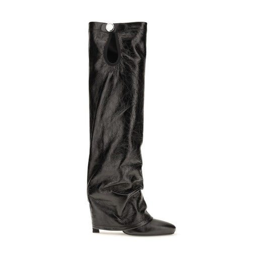 Stiletto Ankle High Knee-High Boots by The Attico for women in tu polyurethane & bos taurus calf leather black features an high-performance silhouette, showcasing the sophisticated design of the Women's TU Polyurethane & Bos Taurus Calf Leather Stiletto Ankle High Knee-High Boots with a stiletto and a refined pointed toe style.