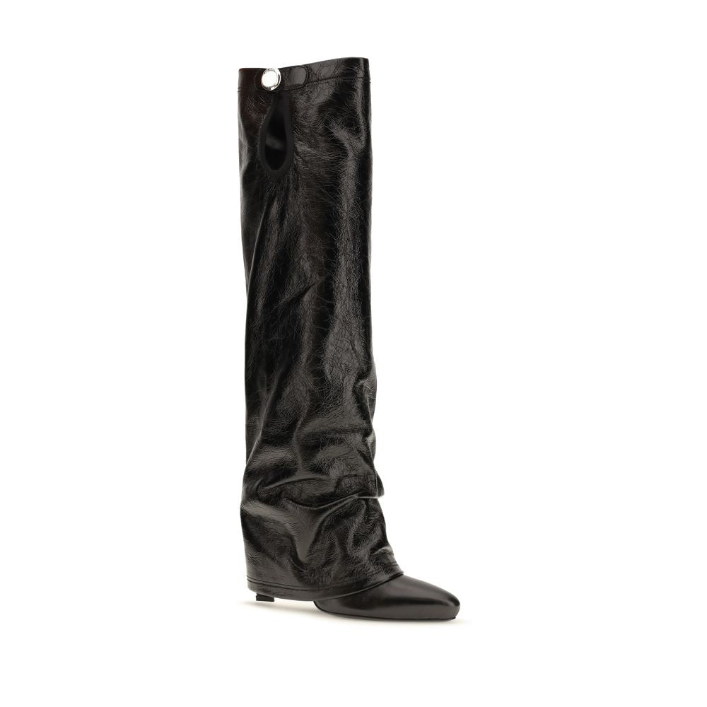 Stiletto Ankle High Knee-High Boots by The Attico for women in tu polyurethane & bos taurus calf leather black showcases a ergonomic silhouette from the Women's TU Polyurethane & Bos Taurus Calf Leather Stiletto Ankle High Knee-High Boots collection, featuring a ergonomic stiletto and a ergonomic pointed toe style.