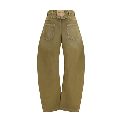 Jeans by The Attico for women in denim cotton brown & silver features a polished silhouette with a polished wide & oversized, reaching a polished long and finished with a polished .