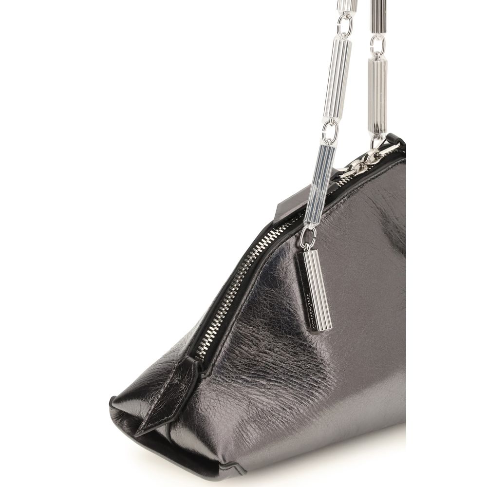 Evening Handbag by The Attico for women in bos taurus calf leather silver & signature features a signature silhouette, showcasing a secure zipper and signature with versatile handle for a sophisticated look.