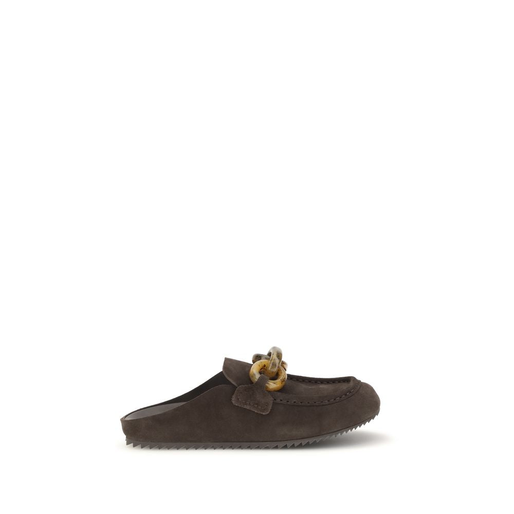 Mules Flat Shoes by Pedro García for women in tu resin & bos taurus cowhide suede leather brown & natural showcases a dynamic silhouette, artfully capturing Women's TU Resin & Bos Taurus Cowhide Suede Leather Mules Flat Shoes through its distinctive and elegant .