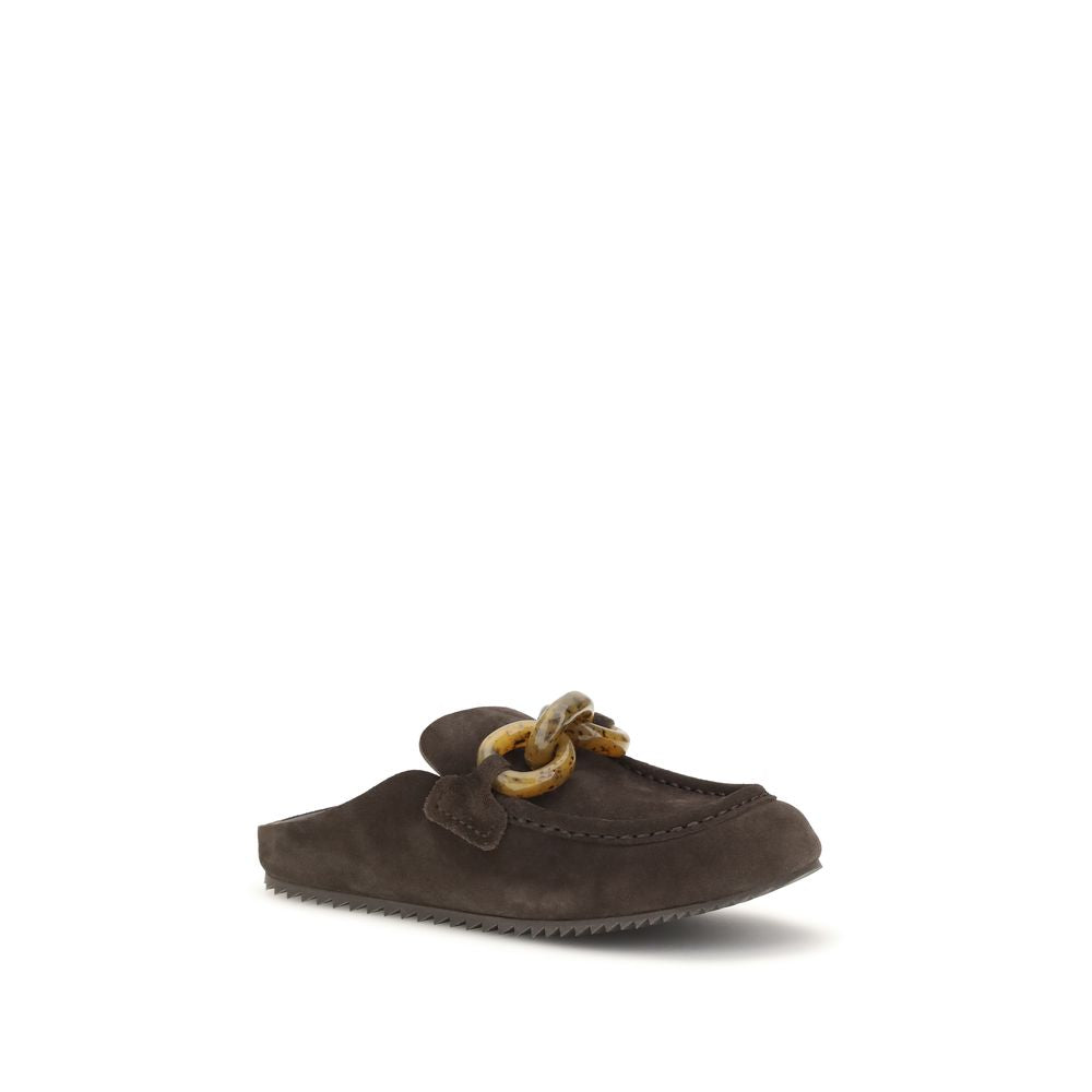 Mules Flat Shoes by Pedro García for women in tu resin & bos taurus cowhide suede leather brown & natural features an captivating silhouette, showcasing the captivating style of the Women's TU Resin & Bos Taurus Cowhide Suede Leather Mules Flat Shoes with its distinct and refined .