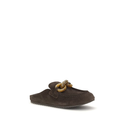 Mules Flat Shoes by Pedro García for women in tu resin & bos taurus cowhide suede leather brown & natural features an captivating silhouette, showcasing the captivating style of the Women's TU Resin & Bos Taurus Cowhide Suede Leather Mules Flat Shoes with its distinct and refined .