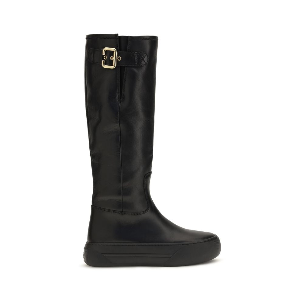 Flatform Boots by Chloé for women in tu & bos taurus calfskin leather black, gold & signature features an effortless chic silhouette from the Paddington Women's TU & Bos Taurus Calfskin Leather Flatform Boots collection, showcasing a effortless chic flatform and refined for an effortless chic look.