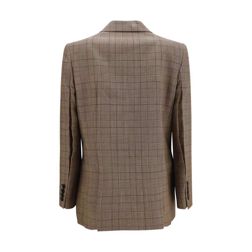 Blazer by Chloé for women in merino wool beige, patterned & checked presents a distinguished silhouette, detailed with a distinguished and distinctive for a truly sophisticated finish.
