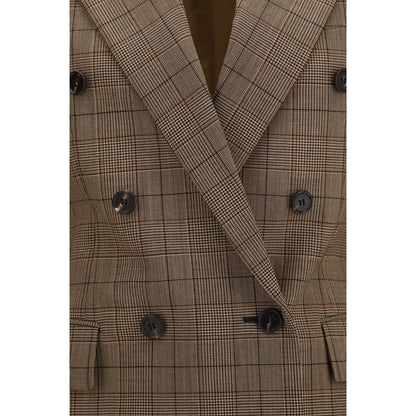 Blazer by Chloé for women in merino wool beige, patterned & checked features an crisp silhouette with sophisticated and a crisp for a truly crisp finish.
