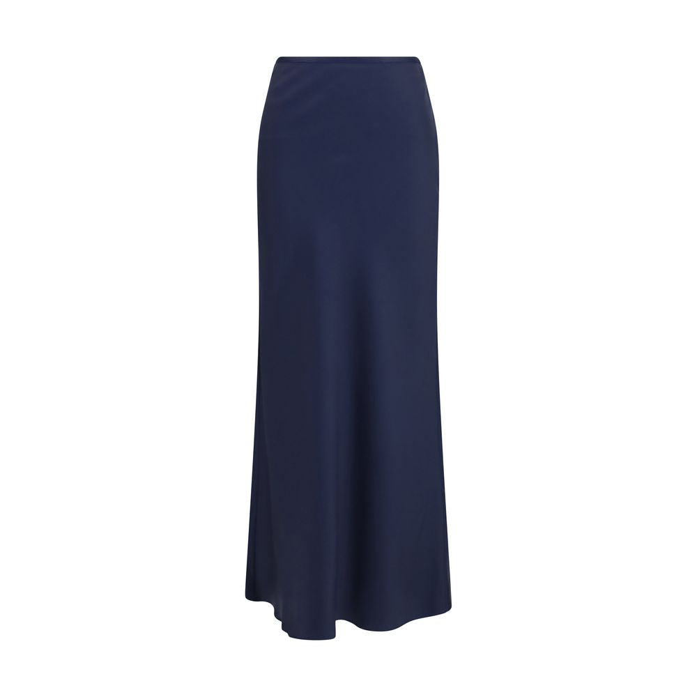 Skirt by Loulou De Saison for women in silk twill blue features a captivating silhouette, showcasing the captivating Lou Women's A Line Silk Twill Maxi Short Long Skirt design with a sophisticated maxi short long for a captivating look.