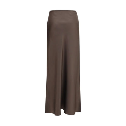 Skirt by Loulou De Saison for women in silk twill brown features a captivating silhouette, showcasing the captivating Lou Women's A Line Silk Twill Maxi Short Long Skirt design with a sophisticated maxi short long for a captivating look.