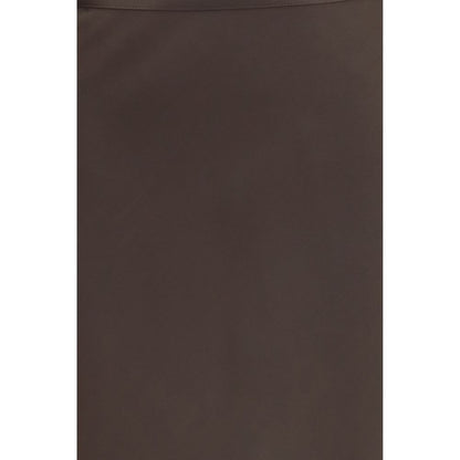 Skirt by Loulou De Saison for women in silk twill brown features a contoured silhouette from the Lou Women's A Line Silk Twill Maxi Short Long Skirt collection, characterized by its contoured maxi short long for a contoured finish.